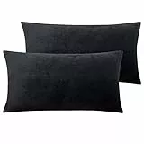 Soifox 2er Set Kissenbezug 40 x 80 Anthrazit Schwarz Samt Zierkissenbezüge Weich Flauschig Kuschelig Kissenbezüge Deko Kissen Sofakissen Lendenkissen Wurfkissenbezug Schlafzimmer Kissenhülle