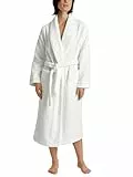 CALIDA Cosy Shower Bademantel Damen, Frottee, mit Schalkragen, innen saugfähig, außen weich, Länge 120cm new white 40-42