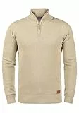 Blend BHRobin Herren Strickpullover Troyer Feinstrick Pullover mit Troyerkragen Rippbündchen Baumwollmischung Regular fit, Größe:L, Farbe:Sand Mix (70810)