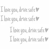 Spiegel-Aufkleber 'I Love You Drive Safe', niedliche Auto-Aufkleber für Damen, Auto-Aufkleber für Frauen, Rückspiegel-Aufkleber, Valentinstagsgeschenke für sie, ihn, 4 Stück (Silber)