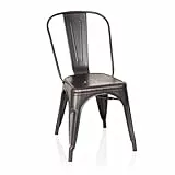 hjh OFFICE 645036 Bistrostuhl VANTAGGIO Comfort Metall Schwarz/Gold im Industry-Design, stapelbar