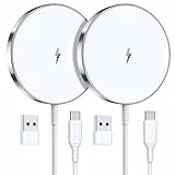 Mag-Safe Ladegerät Wireless Charger iPhone, 15W Schnell Apple induktive ladestation für iPhone 17/16/15/14/13/12 Serie und AirPods 4/3/2/Pro 2, 2er-Pack 5ft Kabel,Mag-Safe Originalersatz