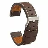 diloy Vintage Uhrenarmband gewachstes Leder mit weißer Naht – Handgefertigt für Sport- oder klassische Uhren – Größen 18mm 20mm 22mm 24mm 26mm – Braun oder Schwarz 384 Dunkelbraun 22mm