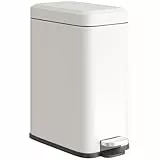 HOMCOM Mülleimer 5LTreteimer mit Softclose-Deckel und Pedal, Abfalleimer inkl. Inneneimer Kosmetikeimer für Wohnzimmer, Büro, Metall, Weiß, 29,2 x 14 x 32 cm