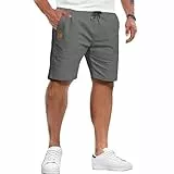 ZOXOZ Kurze Hosen Herren Baumwolle Shorts Sommer Freizeithose Bermuda Herren-Shorts Kurze Sporthose mit Taschen Grau L