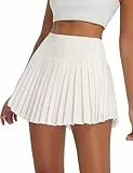 baleaf Damen Rock Kurz Sommer Röcke Hohe Taille Faltenrock Mädchen Sommerrock Elegant Frauen Skirt Weiß XXL