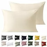 Soifox Cremefarbene Kissenbezüge, bügelfrei, 2er-Set, mit Hotelverschluss, ultraweiche Mikrofaser, Standardgröße 50 x 75 cm
