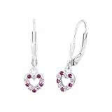 Prinzessin Lillifee Ohrhänger 925 Sterling Silber Mädchen Kinder Ohrschmuck, mit Zirkonia synth., 2,1 cm, Herz, Kommt in Schmuck Geschenk Box