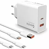 2 Port 67W USB C Ladegerät Netzteil mit 2 Typ C Ladekabel für Xiaomi 15 14 Ultra/14/14T/13T/13 Lite,Redmi Note 15 14 13 12 11 10 Pro 5G,Poco F7 X7 X6 M6 X5 Pro Schnellladegerät Power Handy Ladegeräte