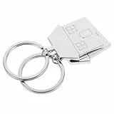 POPETPOP 2 Stück Haus Schlüsselanhänger Metall in Hausform Silberfarben Praktischer Schlüsselring für Haustürschlüssel Kreatives Einzugsgeschenk für Neue Hausbesitzer Stilvoller