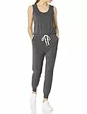 Amazon Essentials Damen Studio-Frottee-Overall, 68,0cm Beininnenlänge (Erhältlich in Übergröße), Dunkelgrau Meliert, L