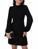 KOJOOIN Kleid Damen Bleistiftkleid Elegent Businesskleid Langarm Einfabrig Knielang A-Linie Hohe Taille Wickelkleid Schwarz XL