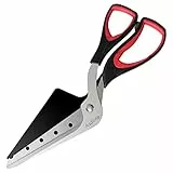 Asdirne Pizzaschere, Pizzaschneider mit Scharfer Edelstahlklinge in Lebensmittelqualität und Griff mit Weichem Griff, Multifunktionale Küchenschere, 27CM, Schwarz/Rot