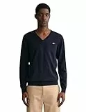 Gant Herren Classic Cotton V-Neck Pullover, Evening Blue, M EU