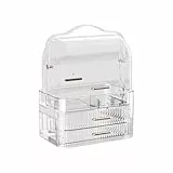 LINFIDITE Kosmetik-Aufbewahrungsbox, transparenter Deckel, große Make-up-Organizer-Box, Schubladen, tragbarer Griff, wasserdicht, staubdicht, Hautpflege-Vitrinen für Arbeitsplatte, Badezimmer, Kommod