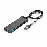 VENTION USB 3.0 Hub, 4 Anschlüsse USB-Hub ultradünn Daten-USB-Hub erweitertes Kabel [Laden unterstützt], kompatibel mit MacBook, Laptop, Surface Pro, PS4, PC, Flash-Laufwerk, Mobile HDD (1 m)