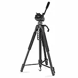 Hama Stativ Kamera Action 165 3D (Leichtes Fotostativ inkl. Handy-Halterung, Tripod mit 61-165cm Höhe, Dreibeinstativ mit 3-Wege-Kopf, Spiegelreflexkamera Stativ für Canon/Nikon/Sony) schwarz