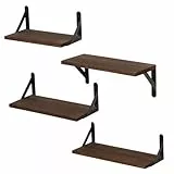 LeapBeast Wandregale 4er Set,Wandregal Holz,Wandregal Holz und Metall,Hängend Schweberegal,maximale Belastung 40lbs,für Badezimmer, Schlafzimmer, Büro, Wohnzimmer, Küche usw (A01)