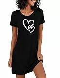 Marvmys Nachthemd Damen Kurzarm Schlafshirt Baumwolle Printed Sleepshirt Sommer T-Shirt Schlafhemd Frauen Nachtwäsche Schlafkleid