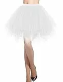 DRESSTELLS Karneval Kostüm Tüllrock Tütü Rock Halloween Weiß Fasching Cosplay Röcke Kurz 80er Party Unterrock Ballett Tanzkleid Petticoat White XL