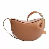AIZHIYI Damen Leder-Ködeltasche, PU-Leder, Schultertasche, einfarbig, für den täglichen Pendler, verstellbarer Riemen, Braun