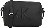 Calvin Klein Damen Umhängetasche Sculpted Camera Bag mit Logo, Schwarz (Black), Einheitsgröße