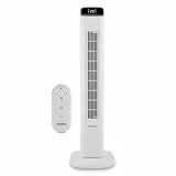 MEDION P15 TF Turmventilator mit Fernbedienung (5 Geschwindigkeitsstufen, leiser Schlafmodus, 45 Watt Leistung, Automatische 80° horizontale Oszillation, LED Display, MD10809) weiß