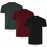 Fm London Herren-t-shirt (3/5er-pack) Herren T-Shirt , Schwarz, Burgunderrot, Grün (3er-pack), M