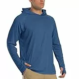 TACVASEN Herren Hoodie Kapuzenpullover Dünn Atmungsaktiv Langarmshirts mit Daumenloch, Indigo, L
