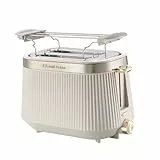 Russell Hobbs Toaster [für 2 Scheiben] Brontë Stone (6 Bräunungsstufen, Mattes Finish, Goldakzente, Lift & Look, Auftaufunktion, Aufwärmfunktion, Stop- & Hebefunktion, Brötchenaufsatz) 26761-56