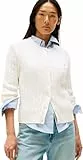 Tommy Hilfiger Damen Strickjacke Cardigan Co Cable Mid Slim Fit, Weiß (Ivory Silk), M