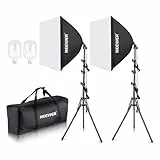 NEEWER 700W Äquivalent Softbox Beleuchtung Set, 2Pack 5500K CFL Beleuchtung Glühbirnen, 24x24 Zoll Softboxen mit E27 Sockel, Fotografie kontinuierliche Beleuchtung Set Fotostudio Ausrüstung