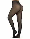KBVOT Thermo Strumpfhose Damen Winter Thermostrumpfhosen Gefütterte Strumpfhosen Wärme Fleece Strumpfhose Gefälschte Durchscheinend Pantyhose High Waist Dicke Leggins(XS-2XL)