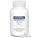 VivoNu Magnesiumglycinat 500mg + Vitamin B6, unterstützt Stressabbau, Schlaf, Muskeln, Ruhe, Entspannung – 240 vegane Kapseln