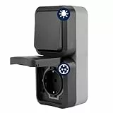REV AquaStorm, Feuchtraum Steckdose Aufputz mit Lichtschalter, IP55, senkrecht, 230V, 16A, anthrazit