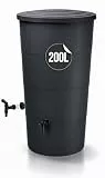 Tymar Regentonne Anthrazit, Regenfass 200L, Wassertonne mit Wasserhahn, Regenwassertank für Garten & Balkon, Regenwassertonne Ø60x107cm_IDSM