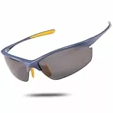 Polarisierte Sport-Sonnenbrille für Herren und Damen, superleichte Laufbrille, TR90-Rahmen, Fahrradbrille, MTB-Brille, Fahren, Angeln, Golf, glänzendes Marineblau und Grau