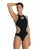 Arena One Big Logo Badeanzug für Damen, Schnelltrocknende, Sportliche Bademode aus Arena MaxLife Eco-Gewebe mit Maximaler Chlorbeständigkeit und 50+ UV-Schutz