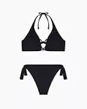 EMPORIO ARMANI Triangle+High Waist Brief Bikini Set, Schwarz, M Damen