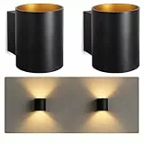 SSC-LUXon 2 Stück TUANI Wandleuchte Innen schwarz rund - Wandlampe Gold Design Up Down Leuchte Fassung für 1x G9 Leuchtmittel