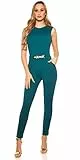 Koucla Damen Overall Jumpsuit Playsuit mit Schnalle (Petrol, S)