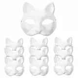 STOBOK 10 Stück Blanko-Papiermaske Bemalbar Maskerade-Katze Blanke Gesichtsmaske Unbemalte Katzenmasken Schwarze Katze Cosplay-Zubehör Katze Cosplay-Party-Gesichter