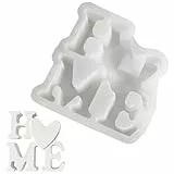 Simsky Silikonformen Gießformen, HOME Gipsformen Silikonform Buchstaben Happy Birthday mit Blumenhalter Tischdekoration Kunstharz Formen,für Handwerk Valentinstag Hochzeit Festivalgeschenk