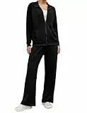 Terecey Trainingsanzug Damen Langarm Jogginganzug- Bequeme Tracksuit Sportanzug Freizeitanzug - Lässig 2 Teilig Zipjacke Jogginghose Atmungsaktiv Sportbekleidung fur Fitness Training, Schwarz L