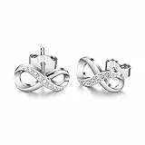 VIWIND Ohrringe Damen 925 Sterling Silber Infinity Unendlichkeit Ohrstecker Funkelnden Kubischen Zirkonia Ohrhänger Für Frauen mädchen Ohrschmuck mit Geschenkbox