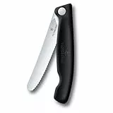 Victorinox Swiss Classic Faltbares Picknick-Messer für Wanderungen, Obst, Gemüse, Brötchen, Wurst, mit Wellenschliff, Extra Scharf, Schwarz