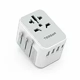 TESSAN Reiseadapter Weltweit, Universal Reisestecker mit 3 USB A und 1 USB C, Internationaler Steckdosenadapter, Universaladapter für England USA Japan Thailand Australien, Travel Adapter