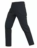 Pioneer Camp Wanderhose Herren Outdoor Hose Trekkinghose Atmungsaktiv Wasserabweisend Funktionshose Herren Arbeitshose Mit Taschen Leicht Schnell Trocknend(Black;L)