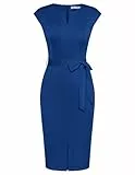 GRACE KARIN Damen Elegant Rundhal Wickelkleid Cap Sleeve Cocktailkleid Königs Blau XL