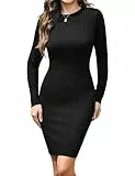 Gyabnw Pullover Winter Damen Rundhals Einfarbige Taille Gestricktes Pulloverkleid Winterkleidung Midikleid